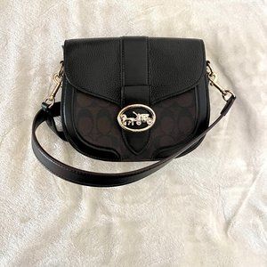 Coach Georgie Saddle Bag in Colorblock Signature Leather